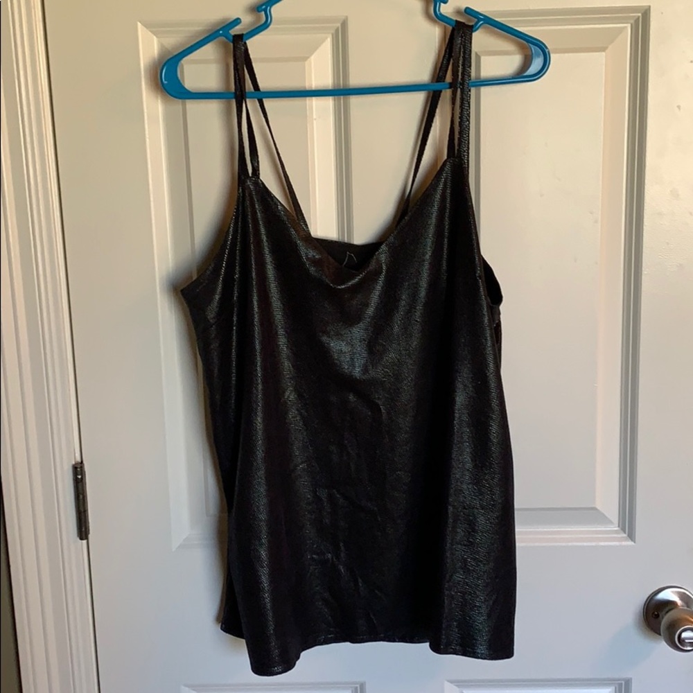 Faux leather double strap top